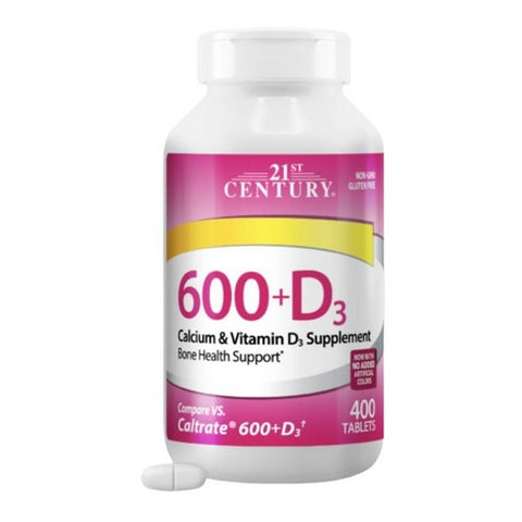 21st Century, Calcium 600 + Vitamin D3, 400 Caplets