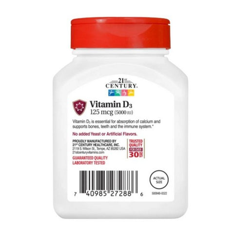 21st Century, Vitamin D3, 125mcg, 5000IU 110 Tabs