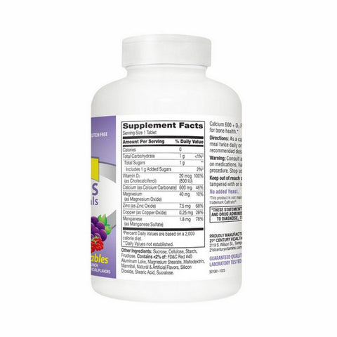 21st Century, Calcium 600 + Vitamin D3 with Minerals Chew, 75 Chewable Tabs