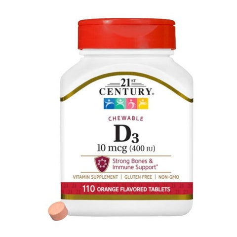 21st Century, Vitamin D3 Orange Chewable, 10mcg, 400 IU 110 Tabs