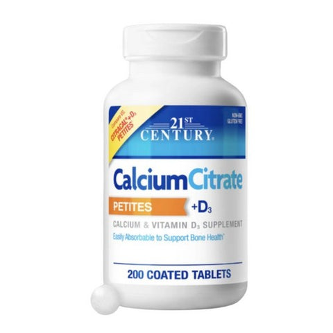 21st Century, Calcium Citrate Petites  + D3, 200 Tabs