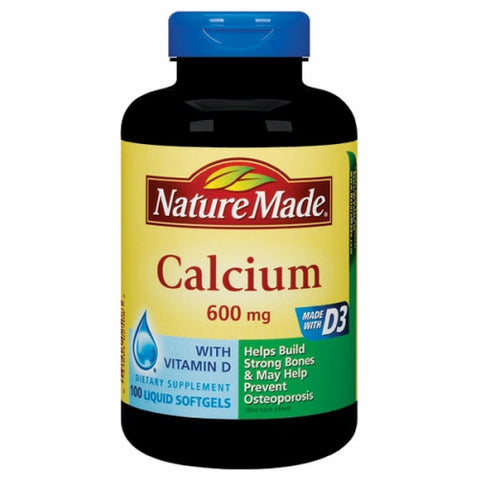 Nature Made, Calcium With Vitamin D3, 600 Mg, 100 Softgels