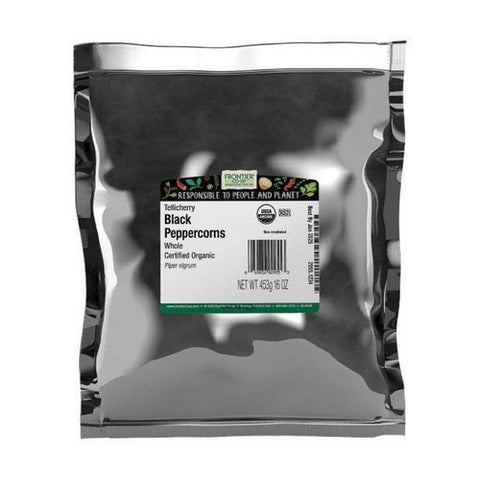 Frontier Coop, Organic Whole Black Peppercorns Tellicherry, 16 Oz