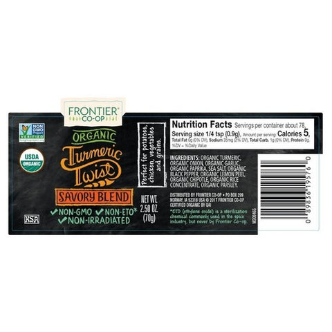 Frontier Coop, Organic Turmeric Twist, Savory Blend 2.5 Oz