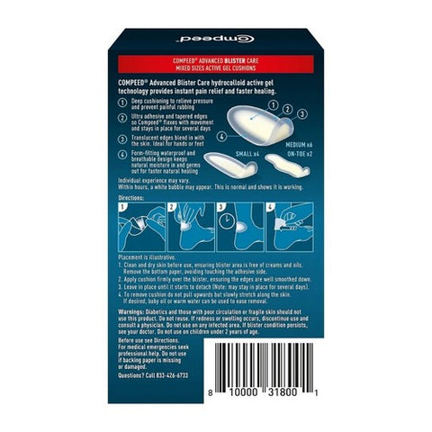 Compeed, Advanced Blister Care Gel Cushions Mixed Sizes, 12 Each