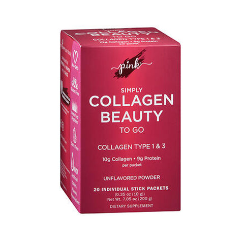 Nature's Truth, Pink Simply Collagen Beauty to Go Unflavored Powder Stick Packets, 20 Each