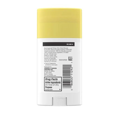 Aveeno, Neutrogena Sheer Zinc Kids Mineral Sunscreen Stick SPF 50+, 1.5 Oz