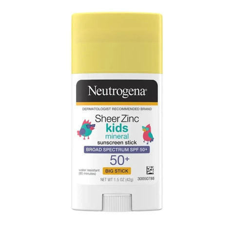 Aveeno, Neutrogena Sheer Zinc Kids Mineral Sunscreen Stick SPF 50+, 1.5 Oz