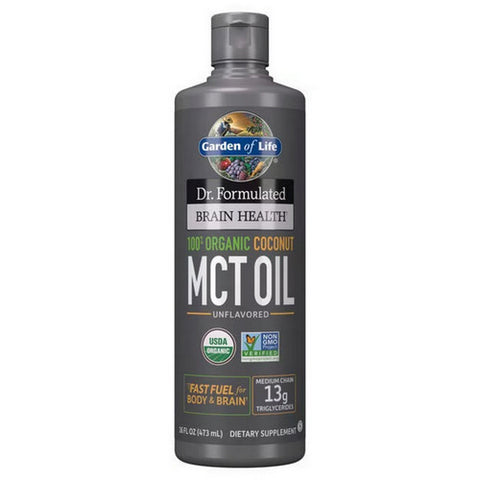 Garden of Life, Dr. Formulated Brain Health 100% Organic Coconut MCT Oil Liquid, 16 Oz