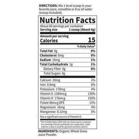 Garden of Life, Raw Organic Perfect Food Wheat Grass Powder, 8.46 Oz