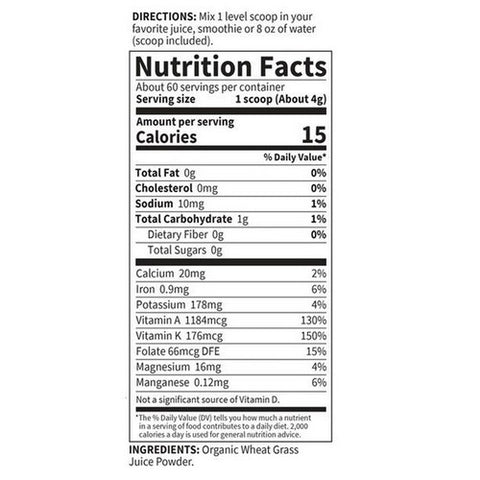 Garden of Life, Raw Organic Perfect Food Wheat Grass Powder, 8.46 Oz