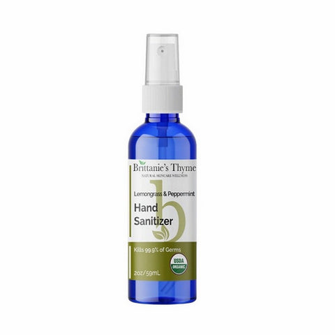 Brittaine's Thyme, Organic Hand Sanitizer, Lemongrass & Peppermint 2 Oz