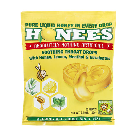 Honees, Cough Drops Honey Lemon Menthol, 20 Lozenges