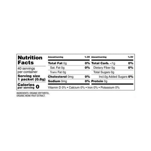 Sweetleaf Stevia, Organic Monk Fruit Powder Sweetener, 40 Count