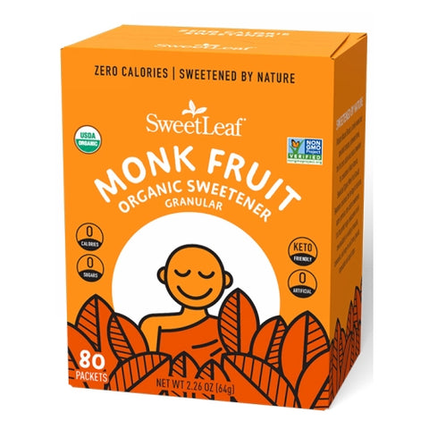 Sweetleaf Stevia, Monk Fruit Organic Sweetener Granular, 80 Count