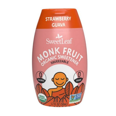 Sweetleaf Stevia, Monk Fruit Organic Sweetener Concentrate, Strawberry Guava 1.7 Oz