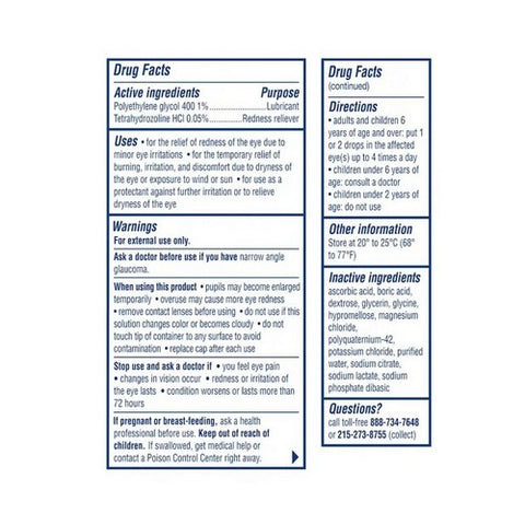 Band-Aid, Visine Advanced Redness + Irriration Relief Eye Drops, 0.5 Oz