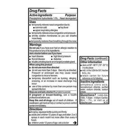 B.F. Ascher and Company, Neo Spnephrine Nasal Relief Spray, 15 ml