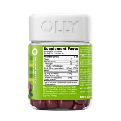 Olly, Daily Energy Gummies Vitamin B12 Plus Coq10 And Goji Berry, 60 Gummies