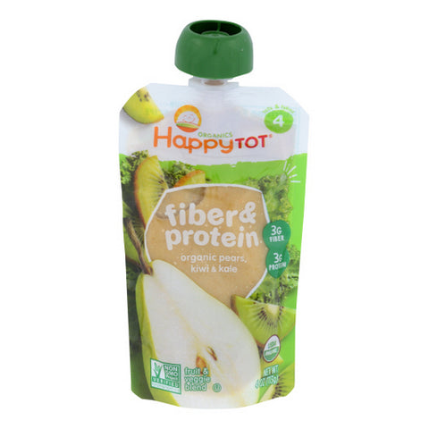 Happy Tot, Fiber And Protein Organic Pears Kiwi And Kale Baby Food Pouch, 4 Oz(Case Of 16)