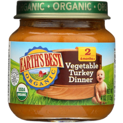 Earth's Best, Strained Trky & Veg Org, Case of 10 X 4 Oz