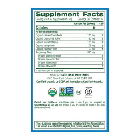 Traditional Medicinals, Organic Cup of Calm Chamomile Mint Tea Calming & Relaxing, 16 Bags