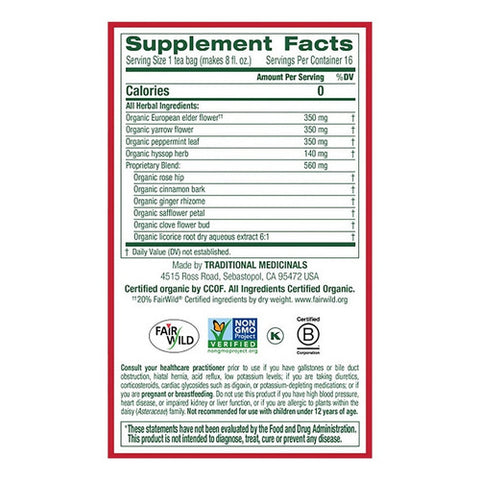 Traditional Medicinals, Organic Herbal Cold Care, 16 Bags