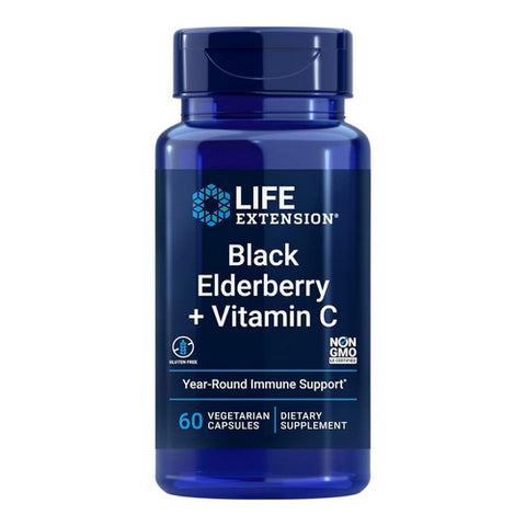 Life Extension, Black Elderberry + Vitamin C, 60 Veg Caps