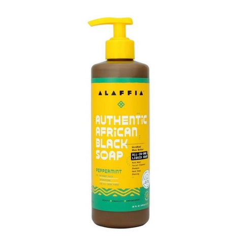 Alaffia, Authentic African Black Soap All-in-One, Peppermint 16 Oz