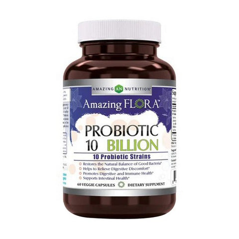 Amazing Nutrition, Amazing Flora Probiotic 10 Strains 10 Billion, 60 Veg Caps