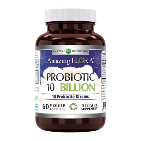Amazing Nutrition, Amazing Flora Probiotic 10 Strains 10 Billion, 60 Veg Caps