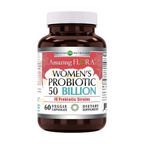 Amazing Nutrition, Amazing Flora Women's Probiotic 10 Strains 50 Billion, 60 Veg Caps