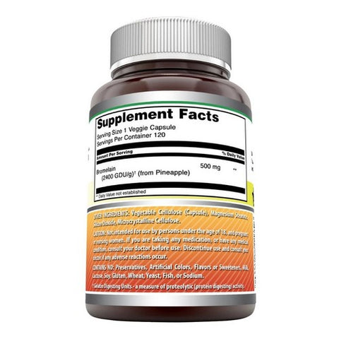 Amazing Nutrition, Amazing Formulas Bromelain, 500 mg - 2400 GDU, 120 Veg Caps