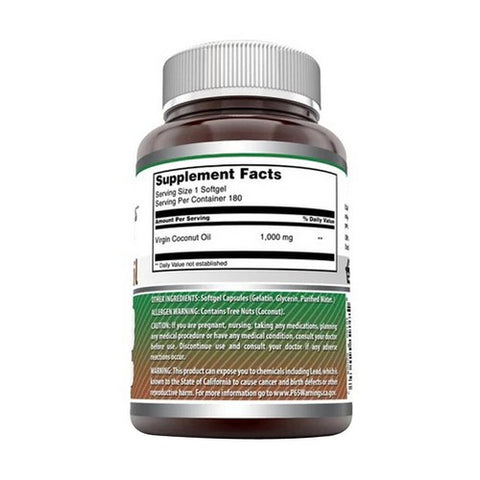 Amazing Nutrition, Amazing Formulas Coconut Oil, 1000 mg, 180 Softgels