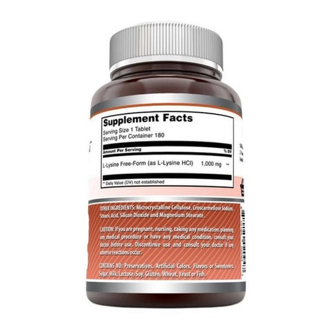 Amazing Nutrition, Amazing Formulas L-Lysine, 1000 mg, 180 Veg Tabs