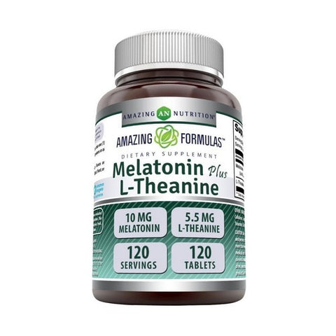 Amazing Nutrition, Amazing Formulas Melatonin Plus L-Theanine, 10 mg/5.5 mg, 120 Tabs