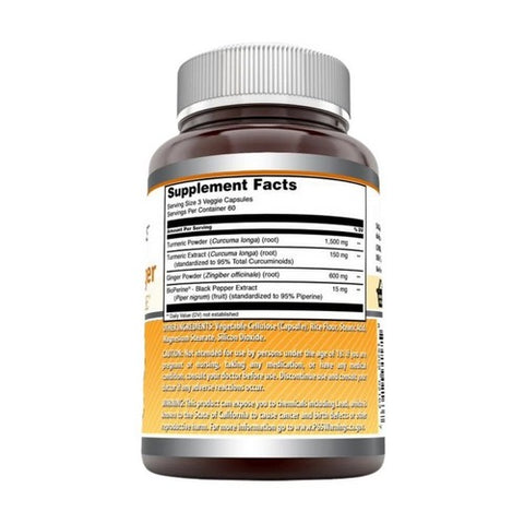 Amazing Nutrition, Amazing Formulas Turmeric Curcumin & Ginger with BioPerine, 1500 mg, 180 Veg Caps