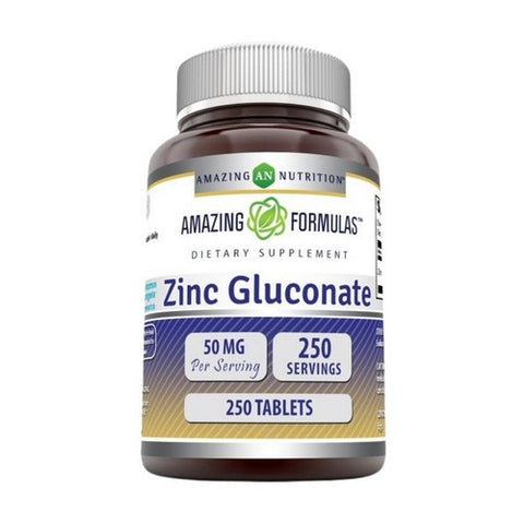 Amazing Nutrition, Amazing Formulas Zinc Gluconate, 50 mg, 250 Tabs
