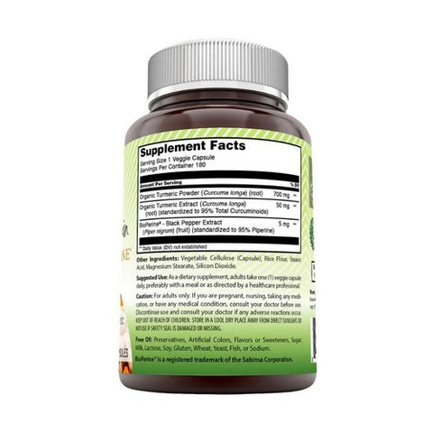 Amazing Nutrition, Amazing India Turmeric Curcumin with Bioperine, 750 mg, 180 Veg Caps