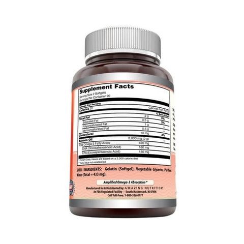 Amazing Nutrition, Amazing Omega Wild Alaskan Salmon Oil, 2000 mg, 180 Softgels