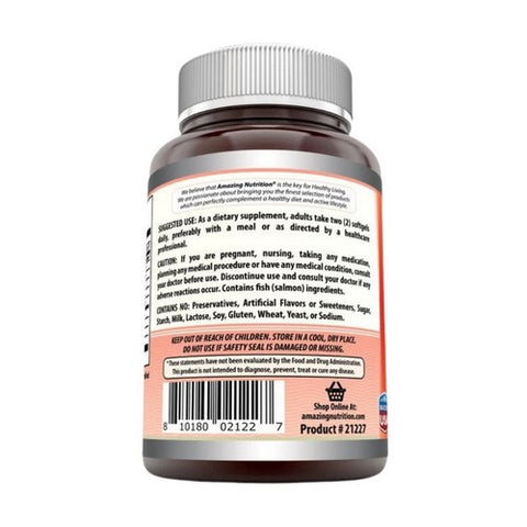 Amazing Nutrition, Amazing Omega Wild Alaskan Salmon Oil, 2000 mg, 180 Softgels