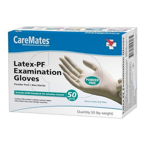 Caremates, Latex-Pf Examination Gloves Powder Free Medium, 50 Each