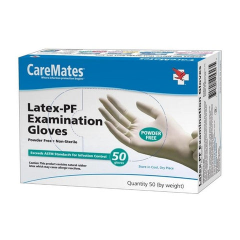 Caremates, Latex-Pf Examination Gloves Large, 50 Each