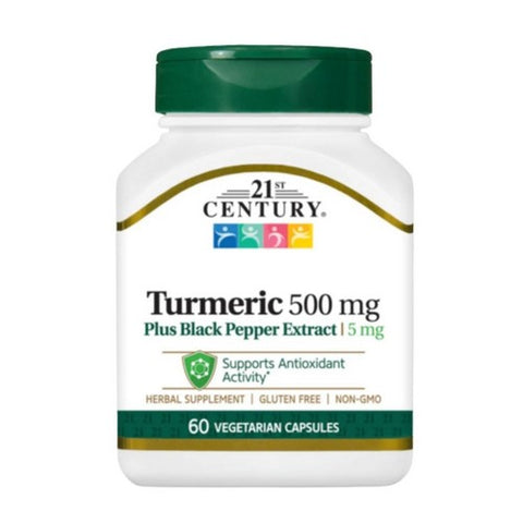 21st Century, Turmeric With Balck Pepper, 500 Mg, 60 Caps
