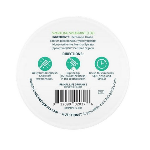 Primal Life Organics, Toothpowder Spearmint, 1 Oz