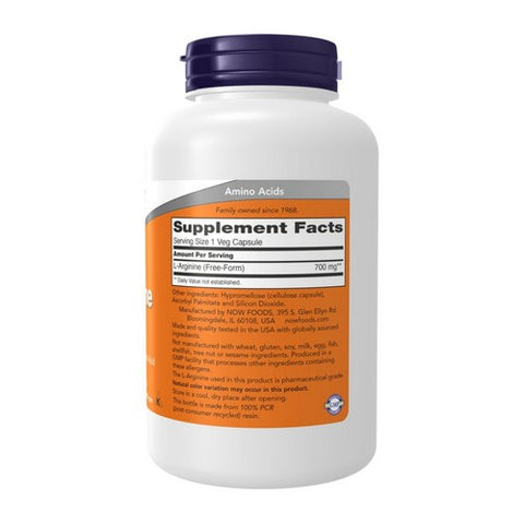 Now Foods, L-Arginine, 700 mg, 180 Veg Caps