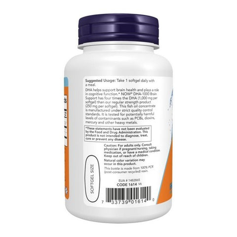 Now Foods, DHA-1000 Brain Support, 1000 mg, Extra Strength 90 Softgels