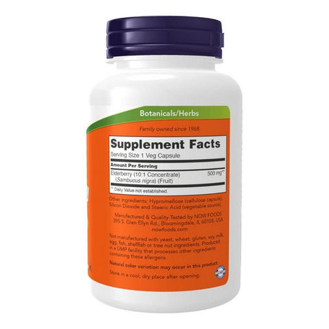 Now Foods, Elderberry, 500 mg, 120 Veg Caps