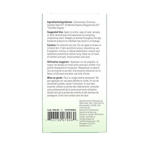 Now Foods, Organic Essential Roll-On, Peppermint 10 ml