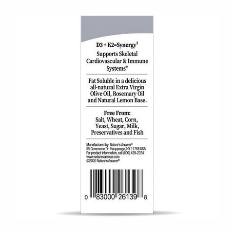 Nature's Answer, Vitamin D3 & K2 Drops, .5 Oz